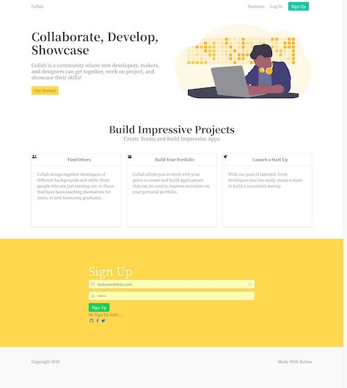 screenshot of react project I made for portfolio